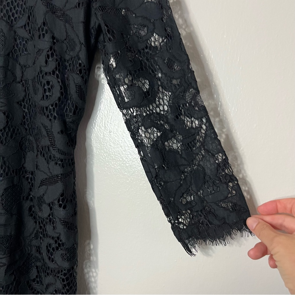 DVF Zarita Lace Little Black Dress LBD 2010s Y2K Fairy Goth Sz 0 - Picture 4 of 12